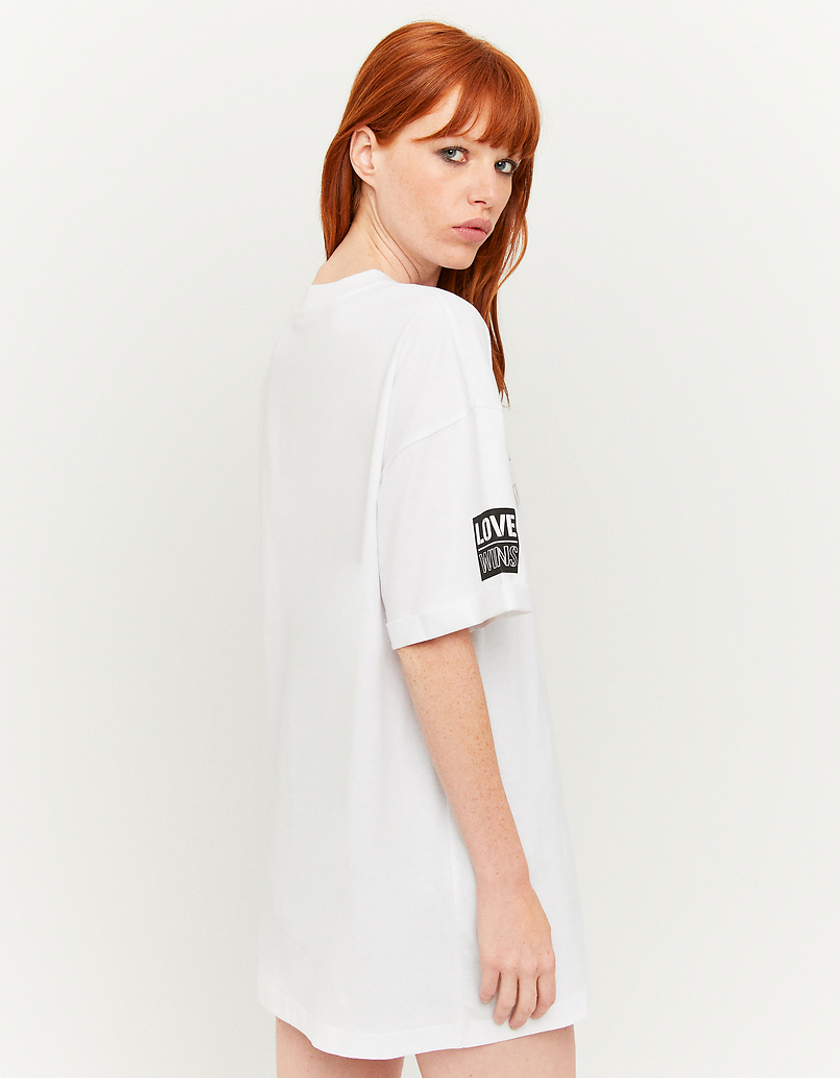 TALLY WEiJL, White Printed Oversize T-Shirt for Women