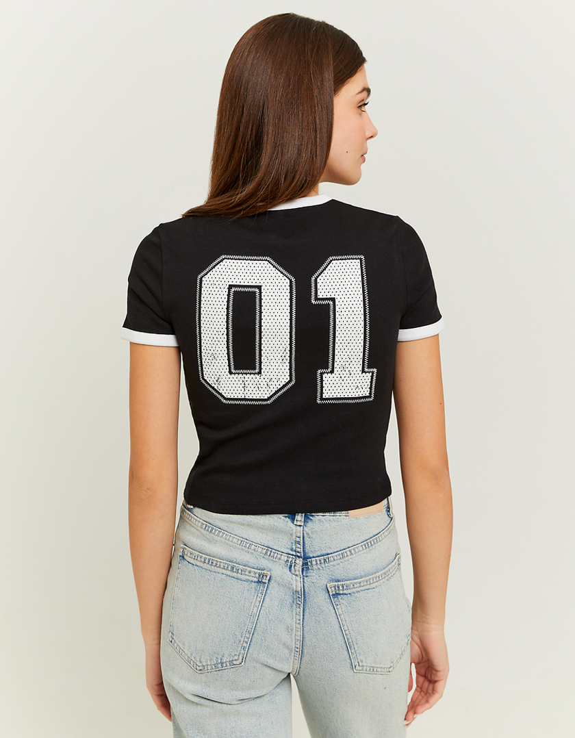 TALLY WEiJL, Black T-shirt with varsity Print for Women