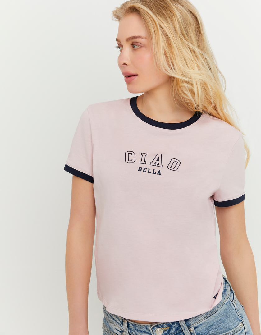 T-shirt rosa con stampa