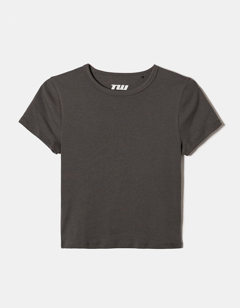 TALLY WEiJL, T-shirt basique côtelé gris for Women