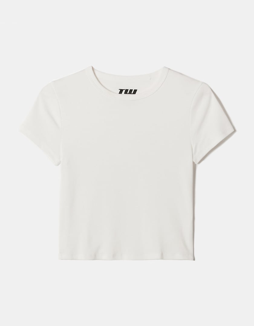 TALLY WEiJL, Weisses Ribbed Basic T-Shirt for Women