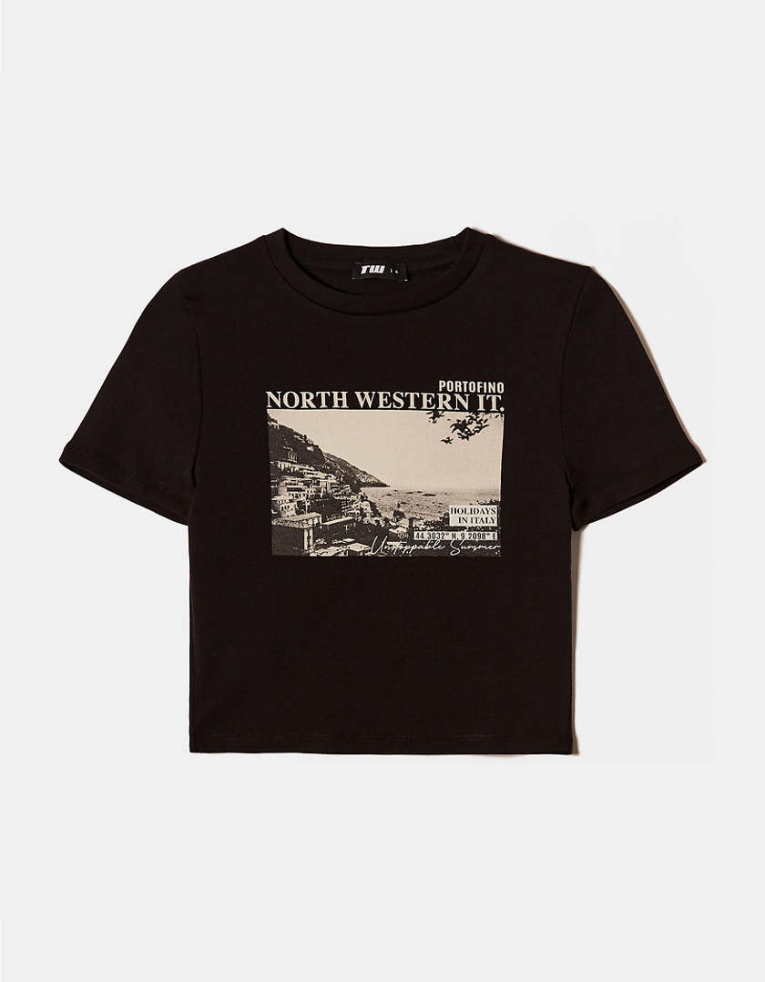 TALLY WEiJL, T-Shirt Noir Imprimé for Women