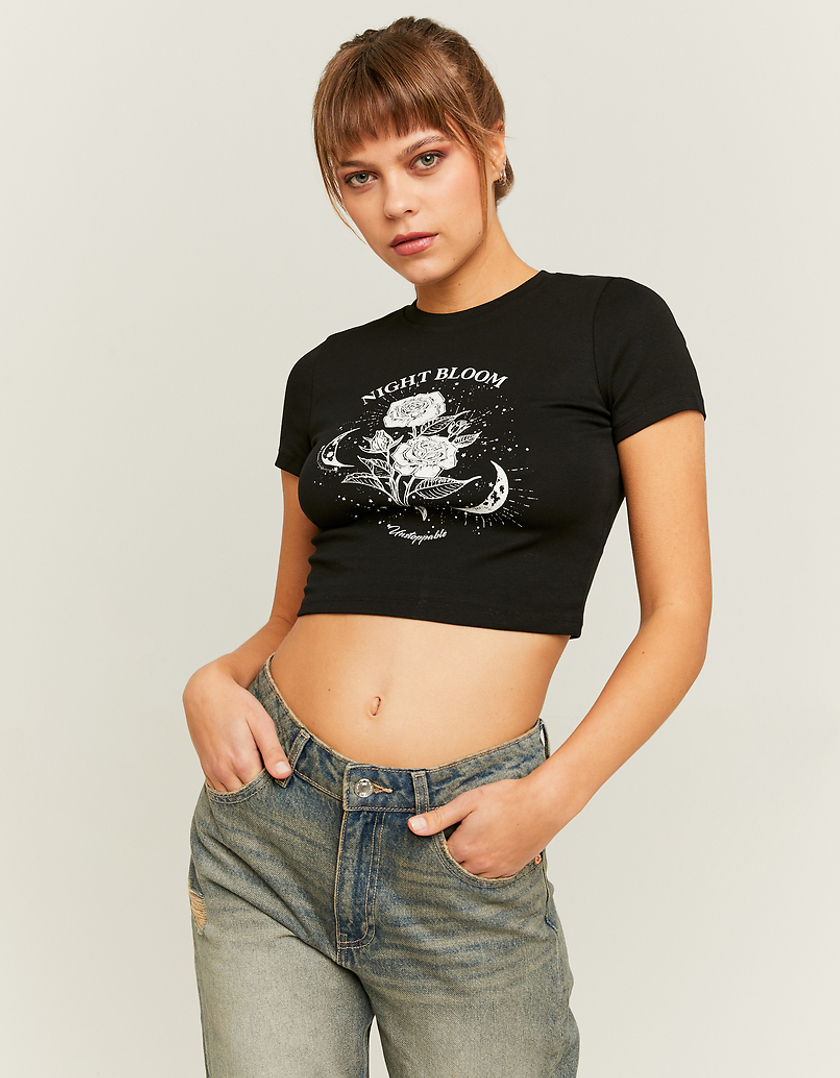 TALLY WEiJL, Black Fitted Printed T-shirt for Women