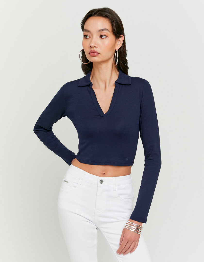 Basic Blue T-Shirt With Long Sleeves