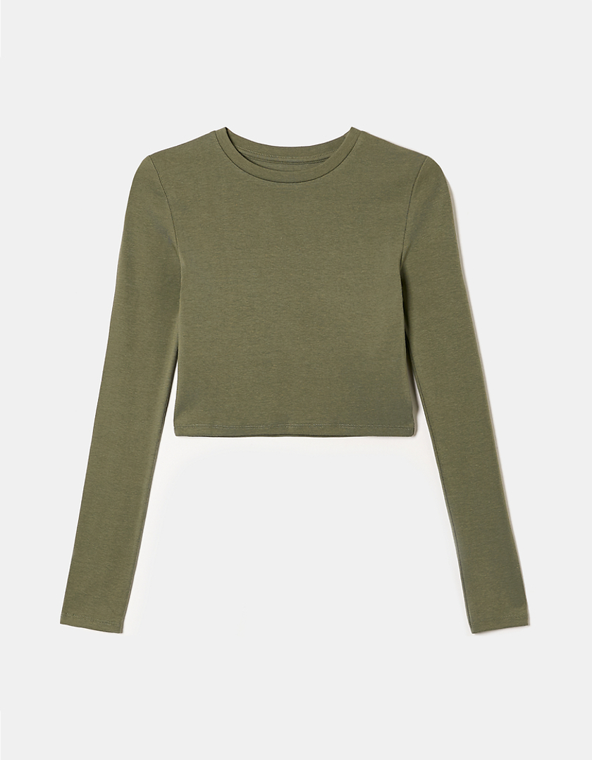 TALLY WEiJL, Green Cropped Basic T-Shirt for Women