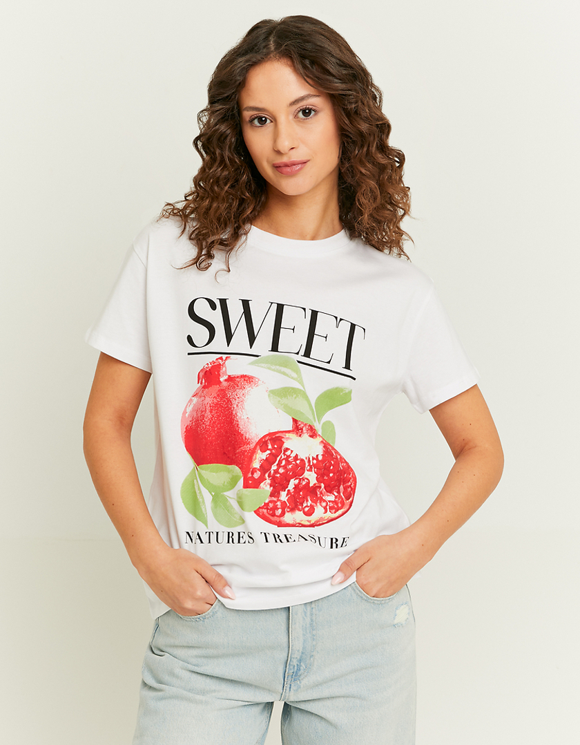 TALLY WEiJL, T-Shirt Oversize Blanc Imprimé for Women