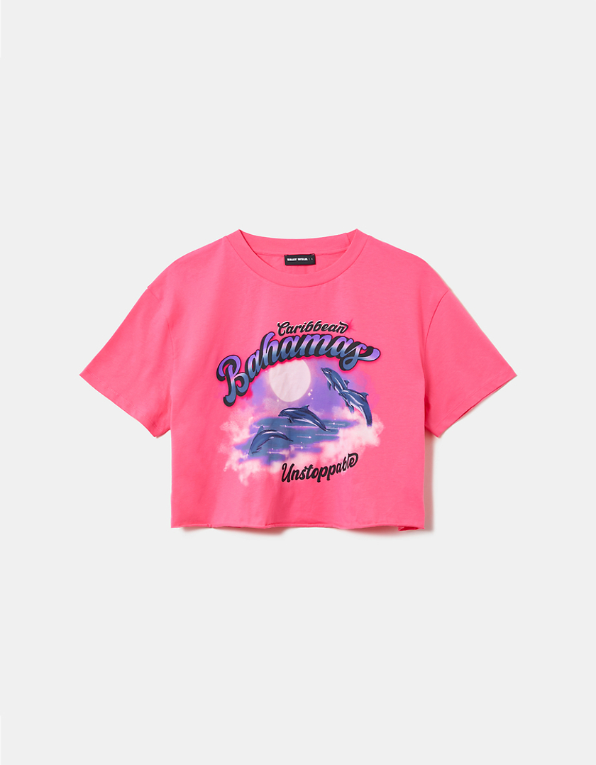 TALLY WEiJL, Ροζ Oversize Printed T-Shirt for Women