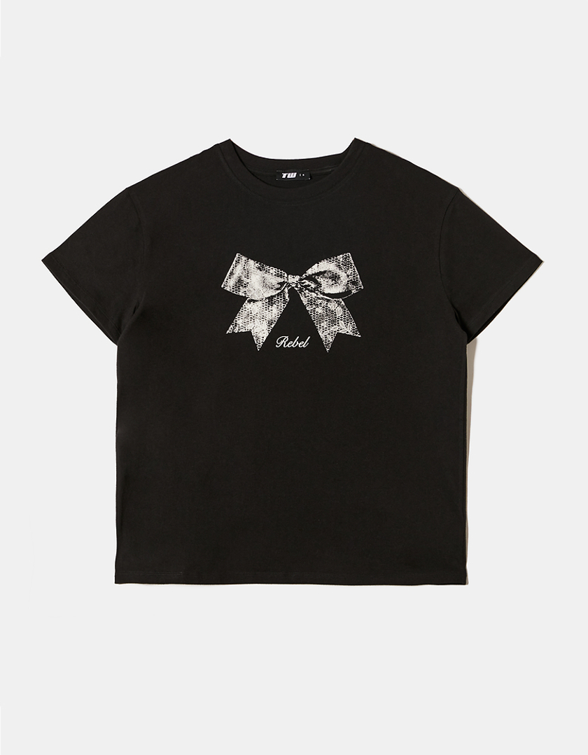 TALLY WEiJL, Black Loose Printed T-shirt for Women