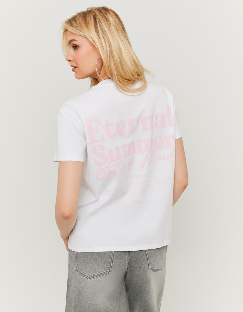 T-shirt bianca stampata in cotone
