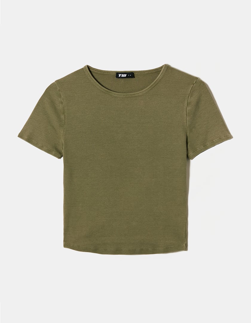 TALLY WEiJL, Dunkelgrünes Basic T-Shirt for Women