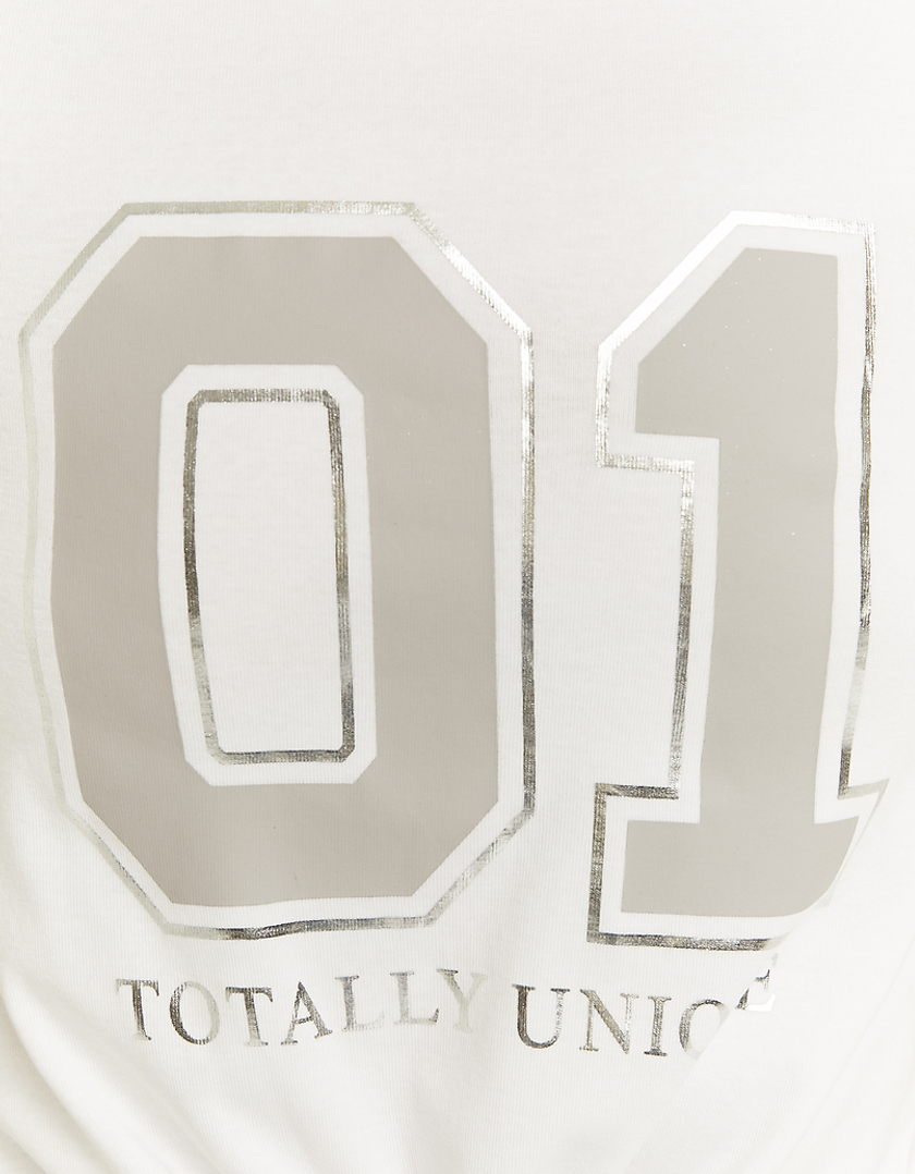 TALLY WEiJL, T-Shirt Imprimé Blanc avec Nœud à l'Avant for Women
