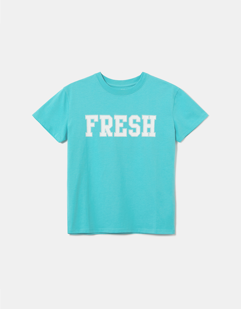 TALLY WEiJL, Blaues bedrucktes Oversize T-Shirt for Women