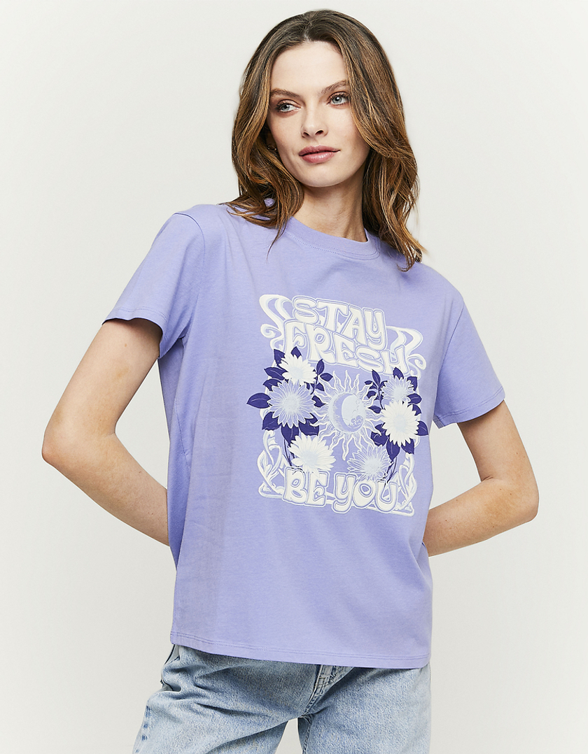 TALLY WEiJL, Purple Printed T-Shirt for Women
