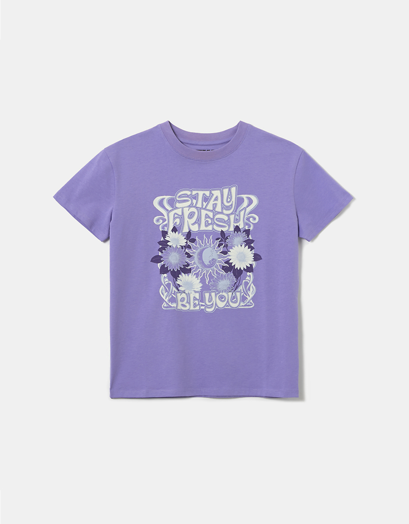 TALLY WEiJL, Violettes Bedrucktes T-Shirt for Women