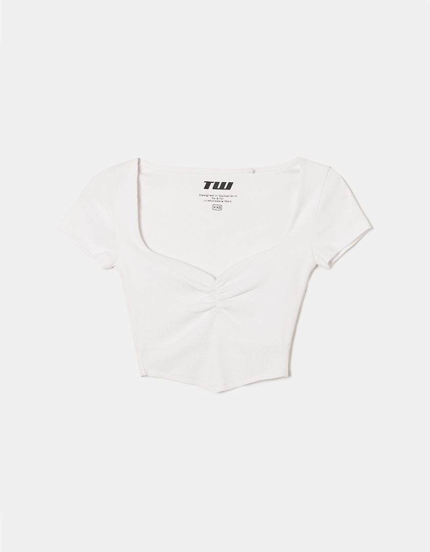 TALLY WEiJL, White Basic Cropped Top for Women