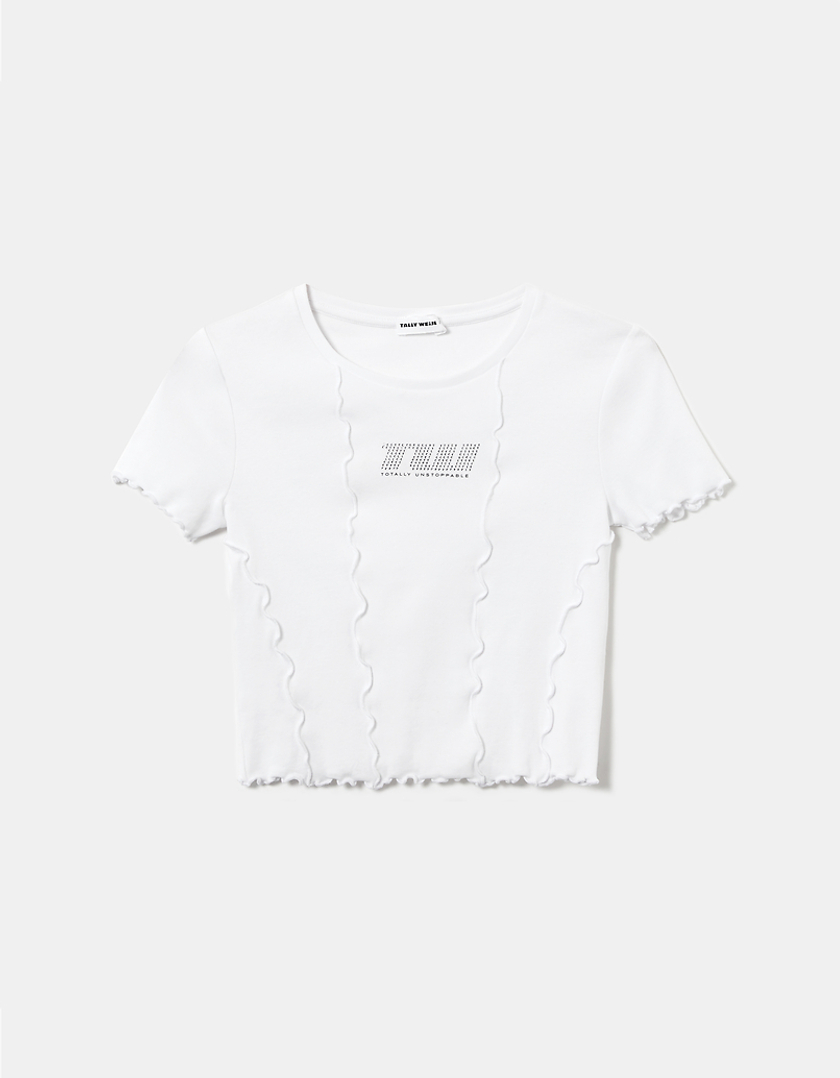TALLY WEiJL, Weißes Cropped T-Shirt for Women
