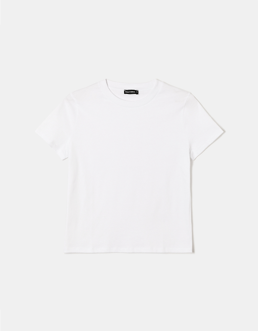TALLY WEiJL, White Basic Short Sleeves T-shirt for Women