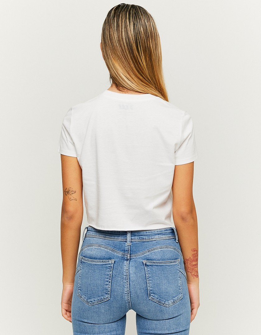 TALLY WEiJL, White Cropped Printed T-shirt for Women