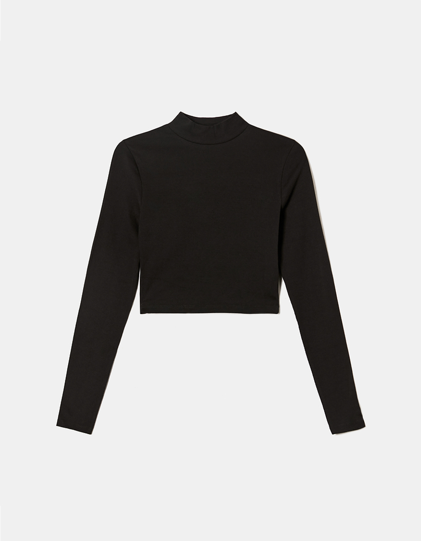 TALLY WEiJL, Black Cropped Basic T-Shirt for Women