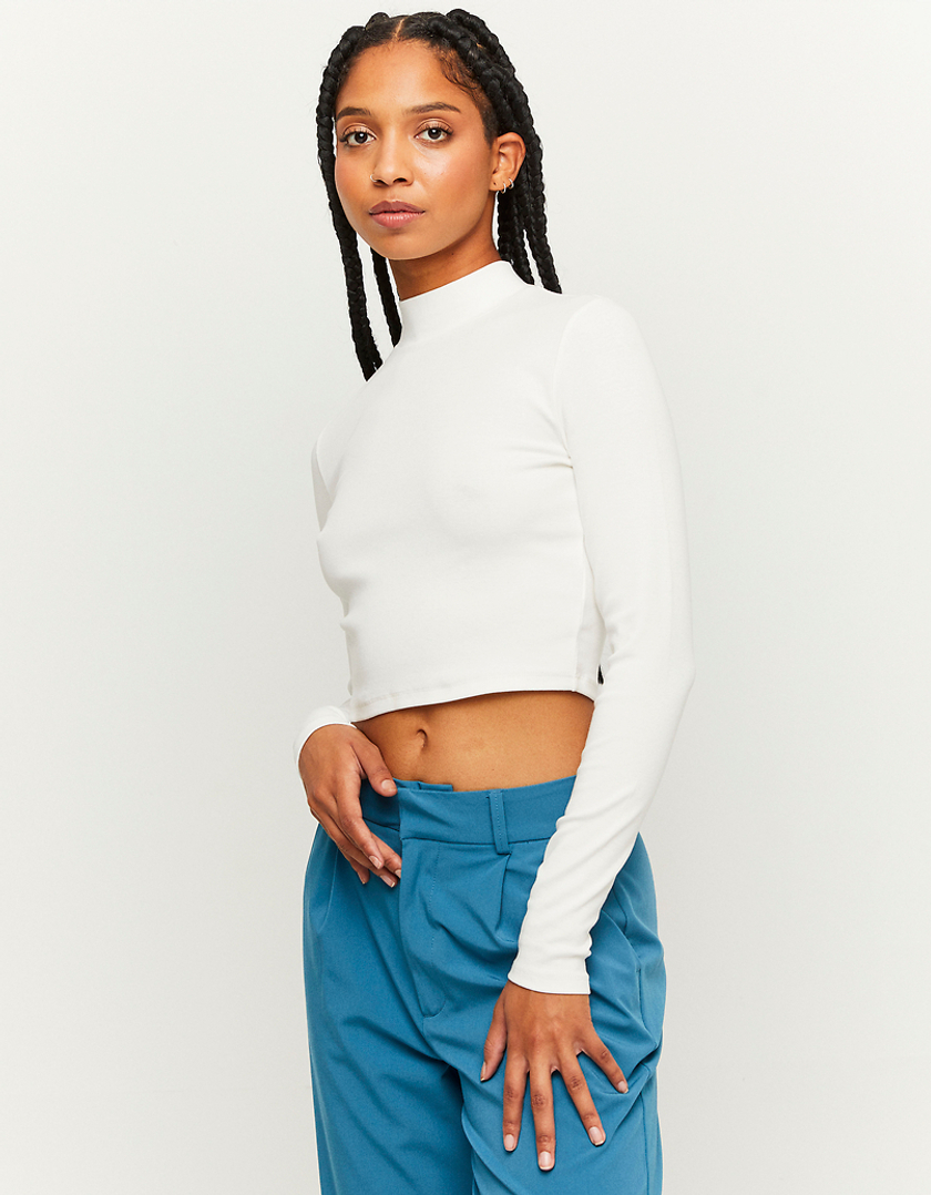 TALLY WEiJL, White Cropped Basic T-Shirt for Women