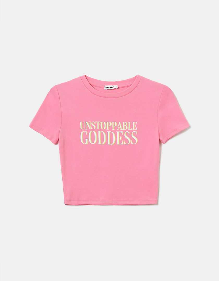 TALLY WEiJL, Pinkes Bedrucktes geripptes T-Shirt for Women