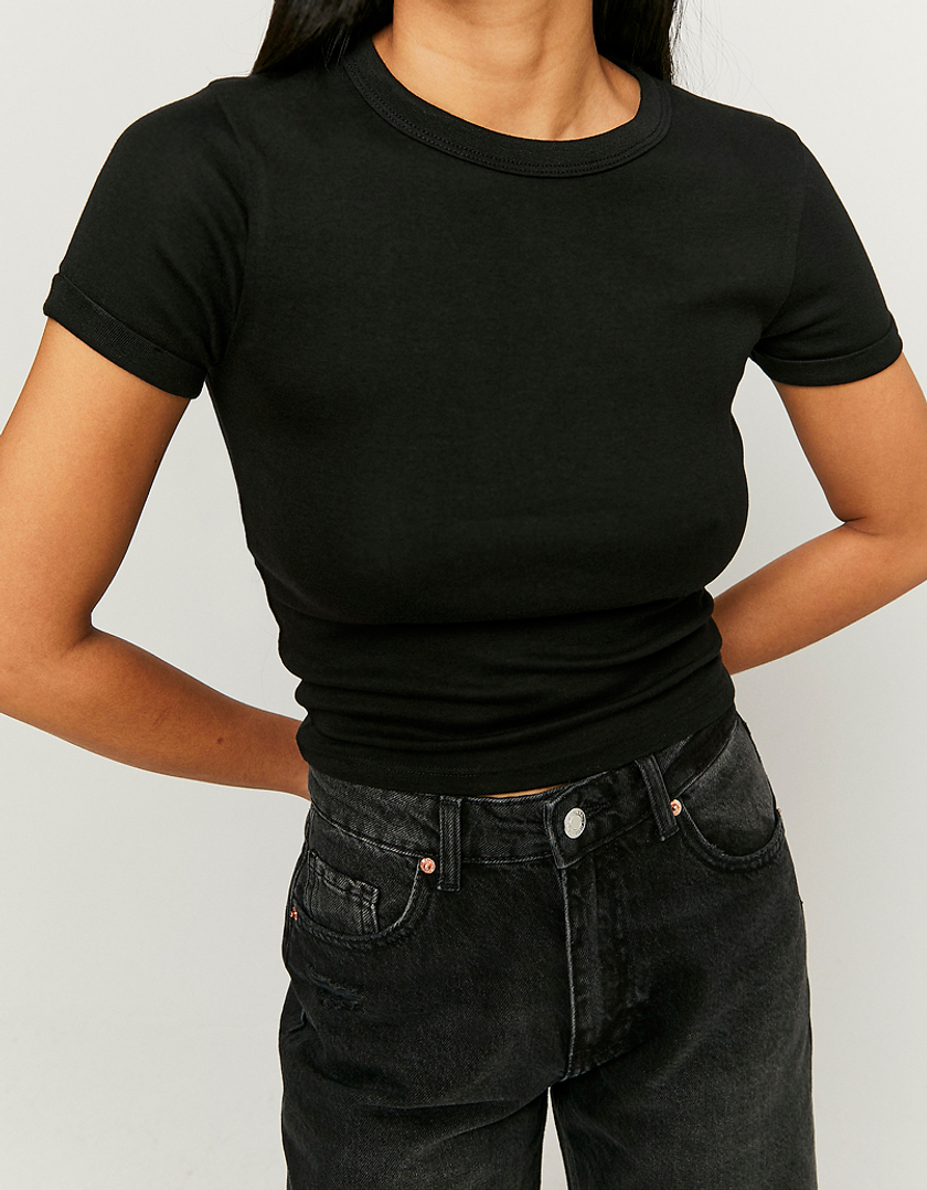 TALLY WEiJL, Czarny t-shirt z krótkimi rękawami basic for Women
