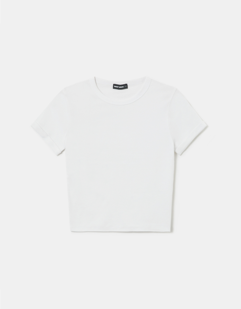 TALLY WEiJL, White Basic Short Sleeves T-shirt for Women