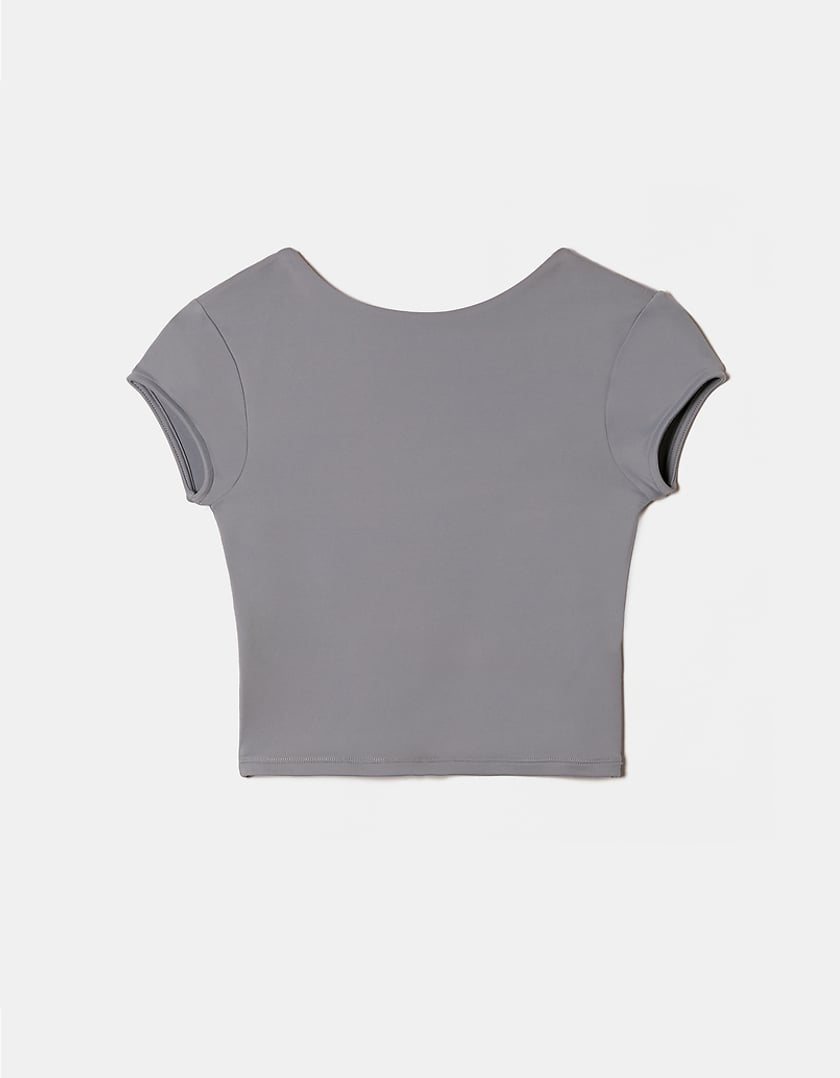 TALLY WEiJL, Grey Basic Top with Back Opening for Women