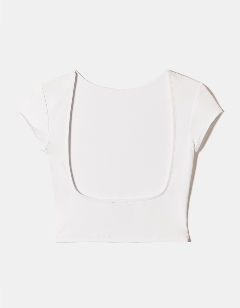 TALLY WEiJL, White Basic Top with Back Opening for Women
