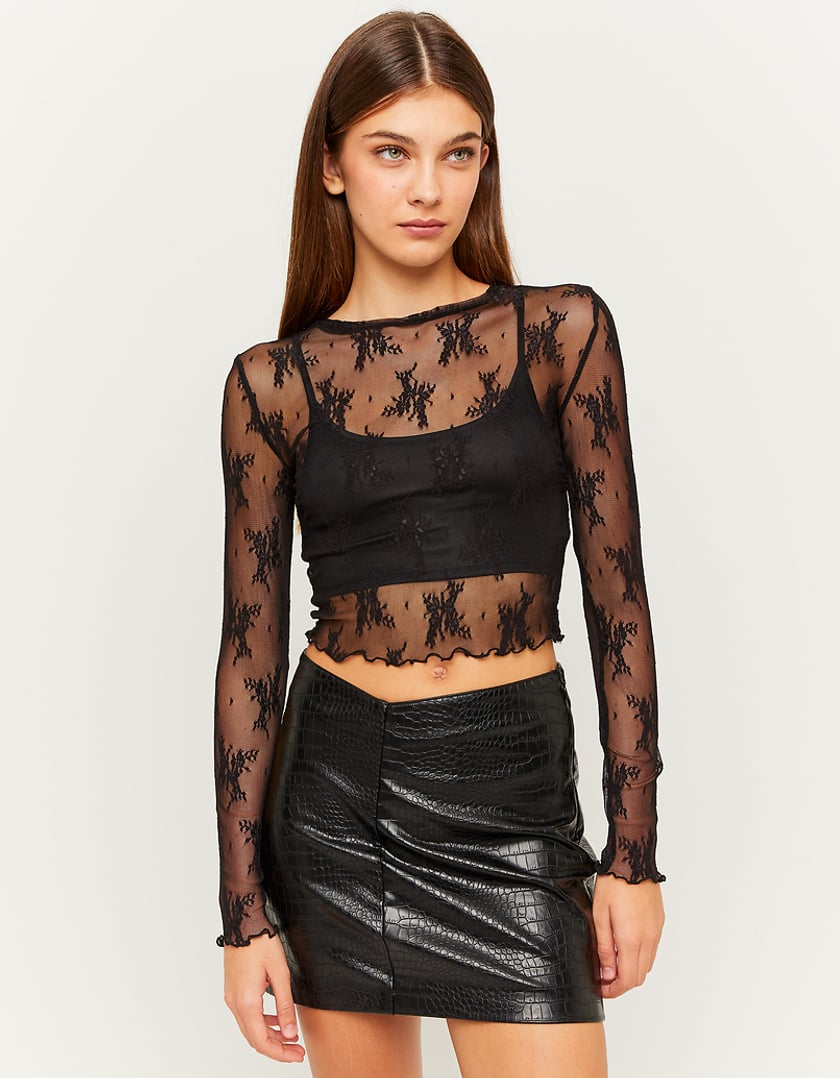 Black Lace Top With Bralette