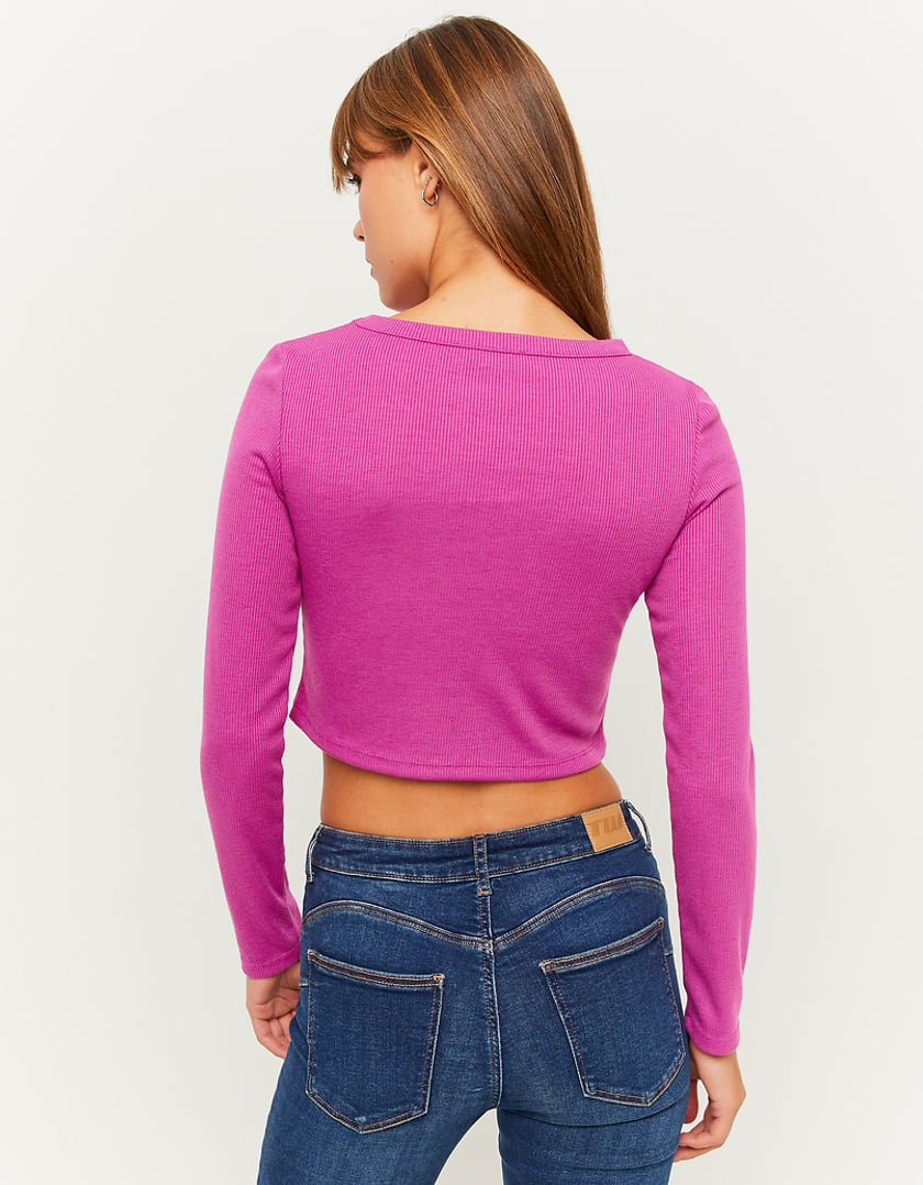 TALLY WEiJL, Purple Ribbed Cut Out Top for Women
