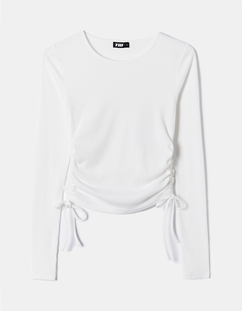 TALLY WEiJL, Basic T-shirt with Lateral Ruched Lace Up for Women