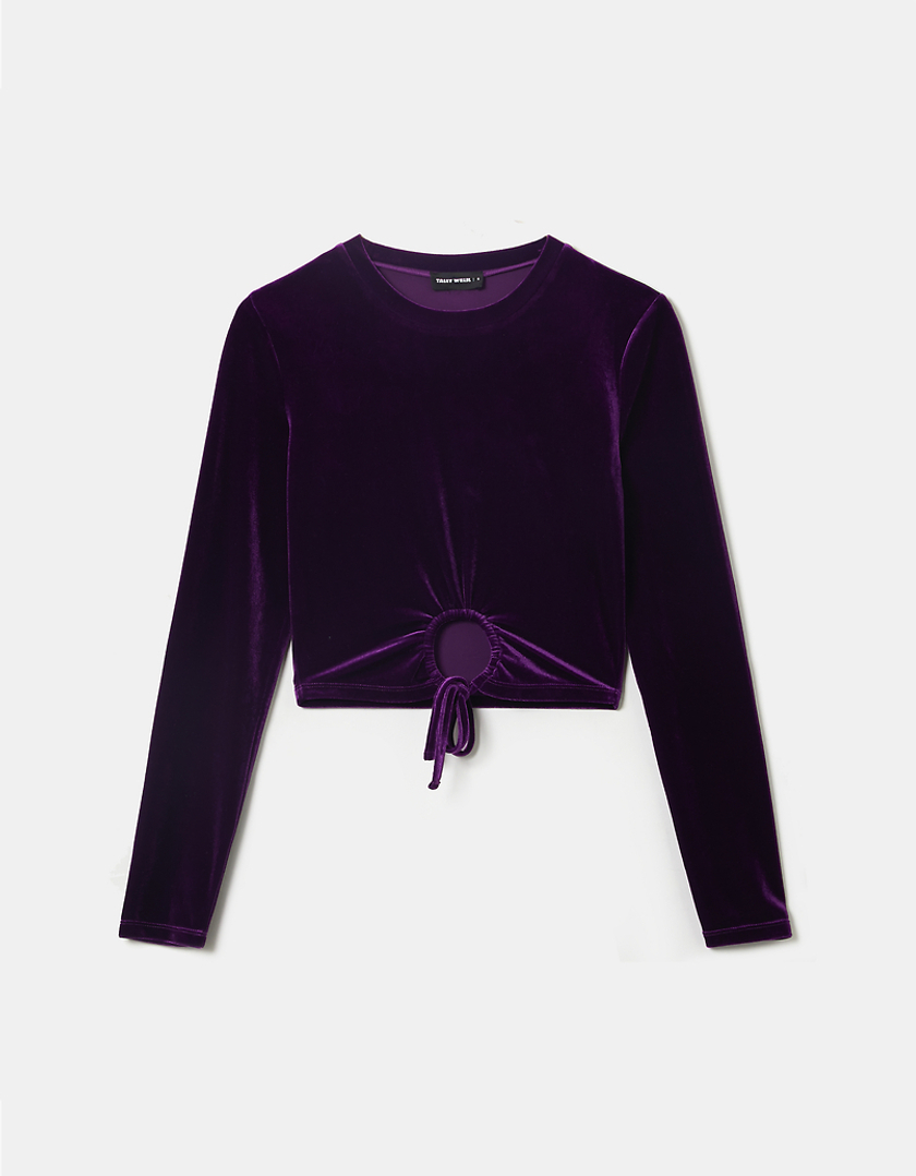 TALLY WEiJL, Purple Long Sleeves Velvet Top  for Women
