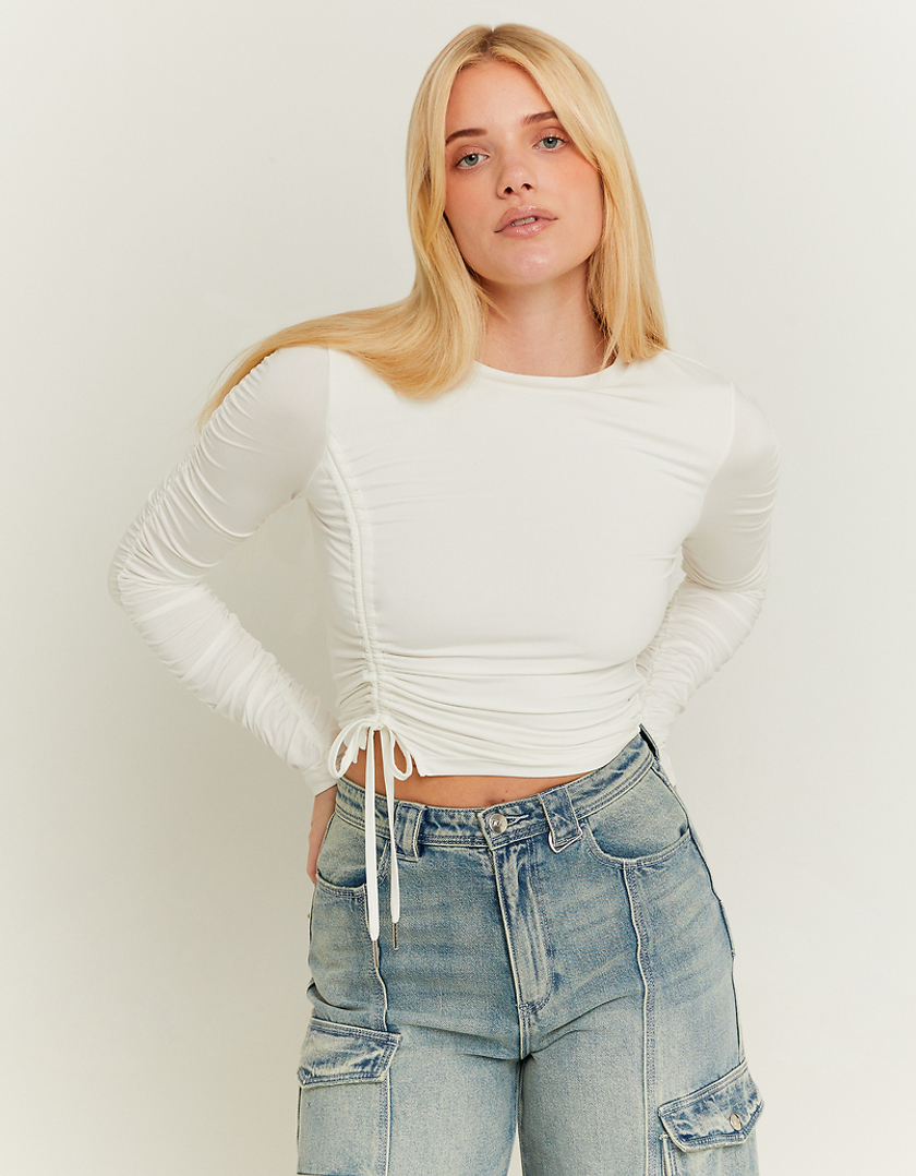 TALLY WEiJL, Weisses Cropped Top mit Fancy Details for Women