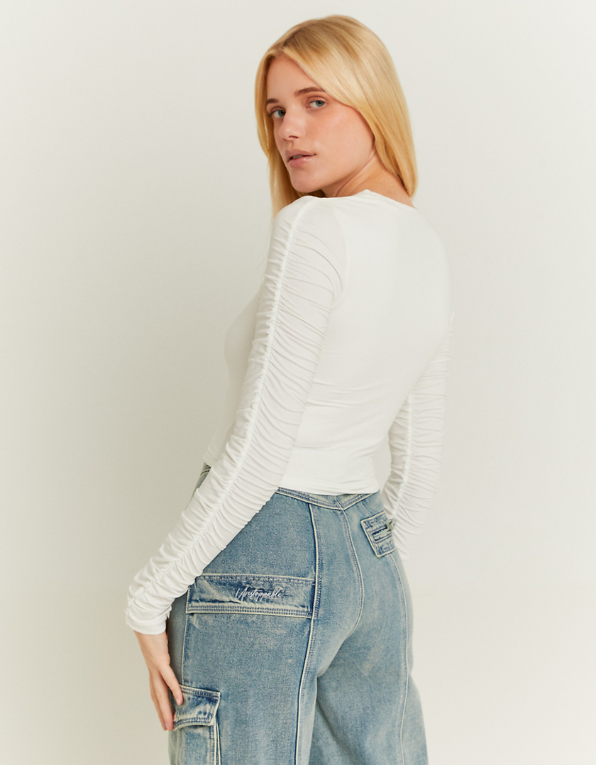 TALLY WEiJL, White Cropped Top with Fancy Details for Women