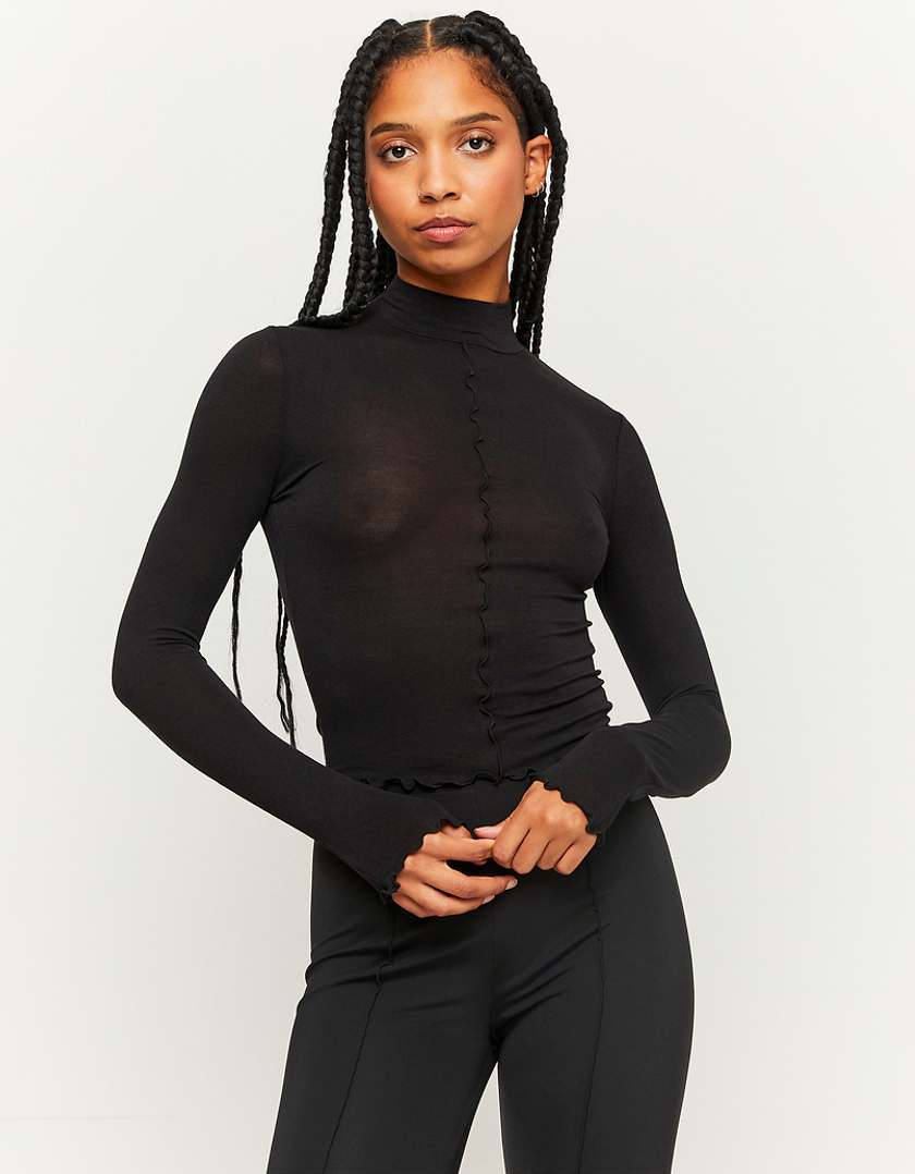 TALLY WEiJL, Μπλούζα Cropped Basic Μαύρη for Women