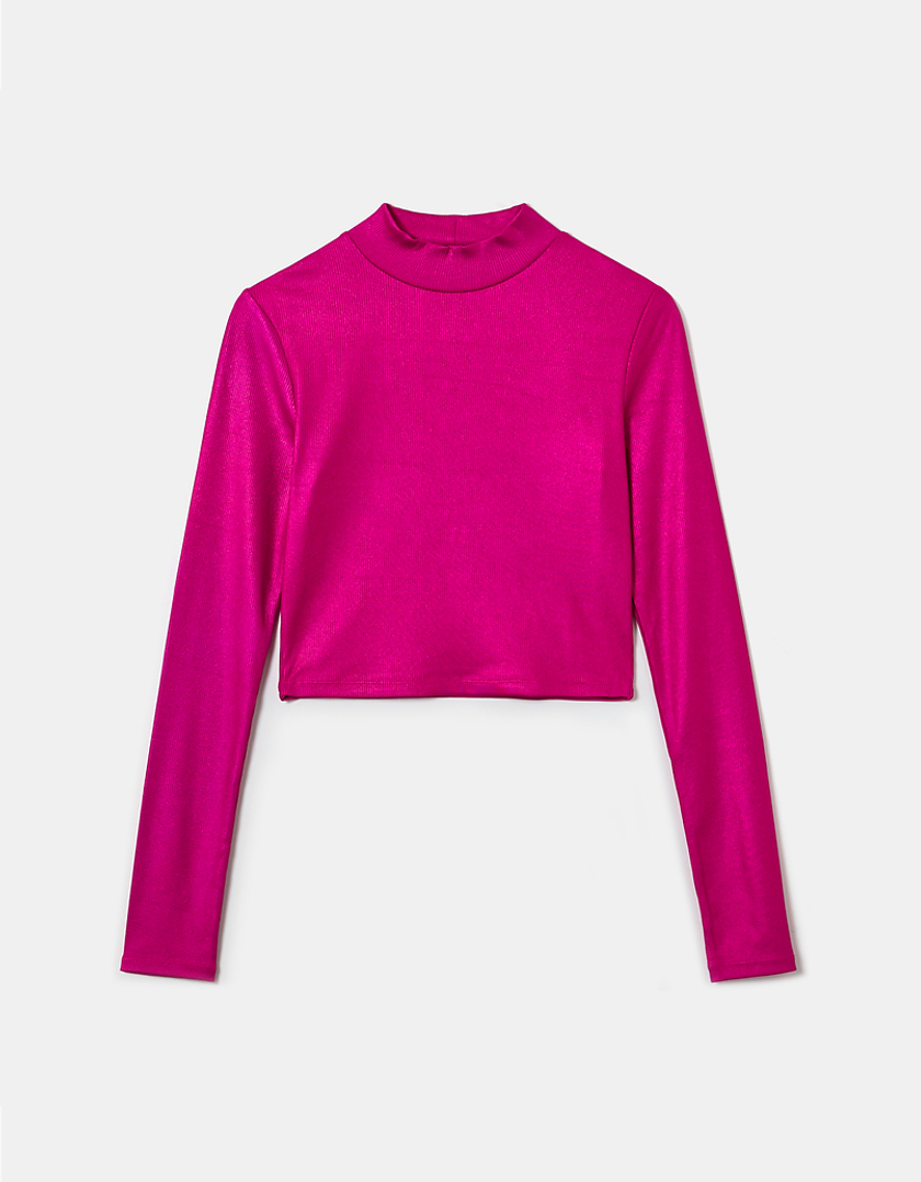 TALLY WEiJL, Pink Reflective Long SleevesCropped Top for Women