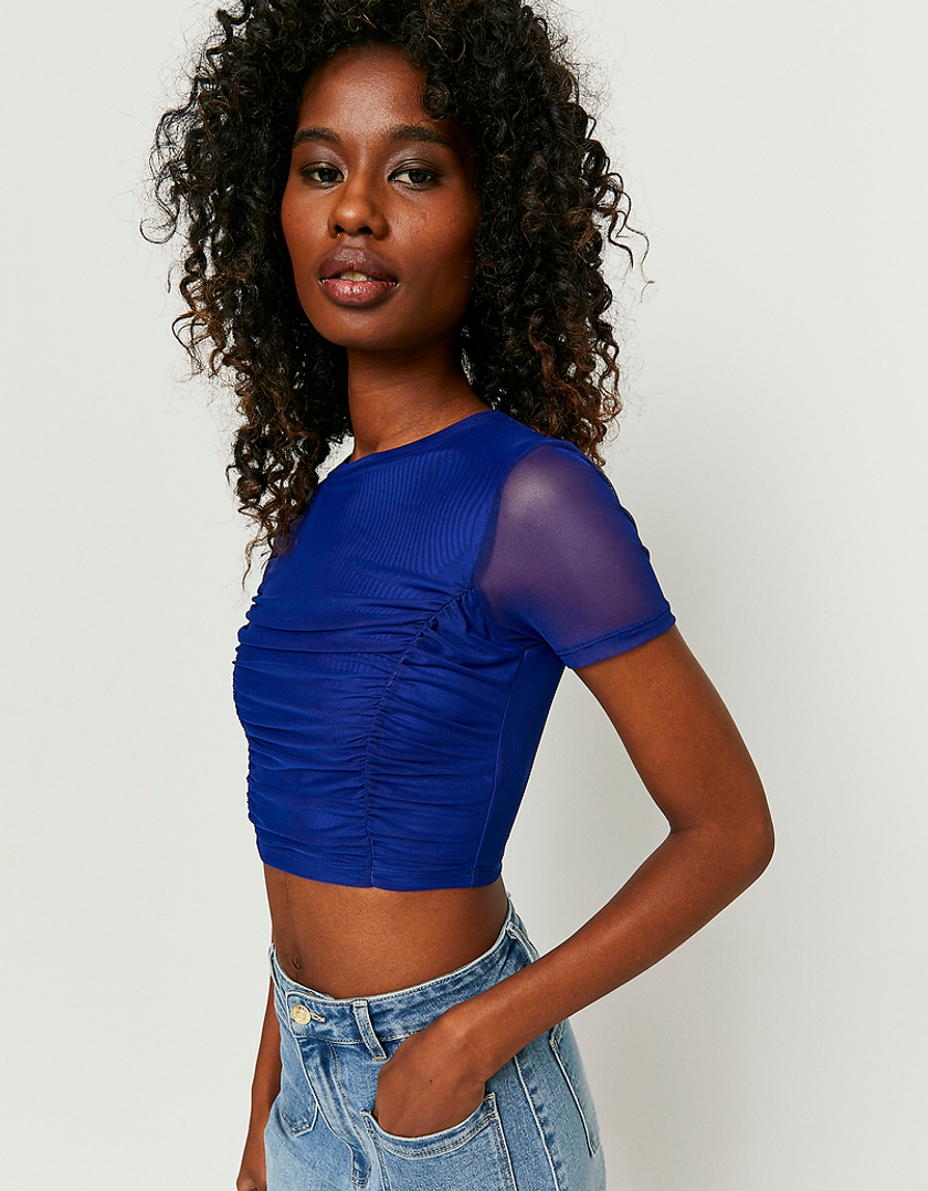 TALLY WEiJL, Ruched Cropped Top in Mesh for Women