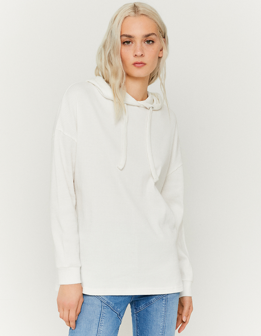 TALLY WEiJL, White Oversize Hood Top for Women