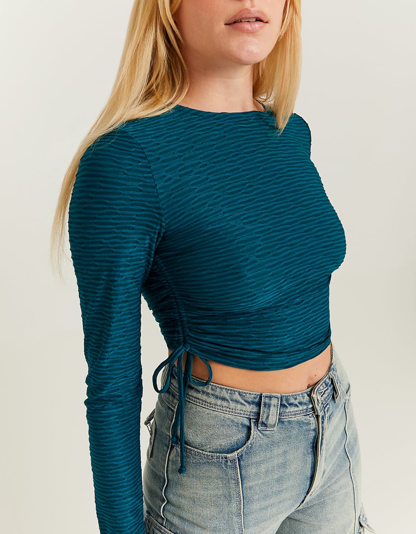 TALLY WEiJL, Blue Crop Top with Lateral Lace Up for Women