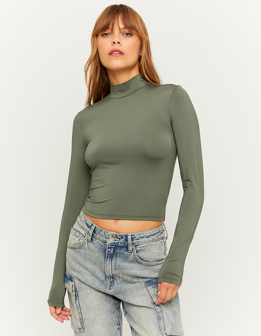 TALLY WEiJL, T-shirt basique vert à manches longues for Women