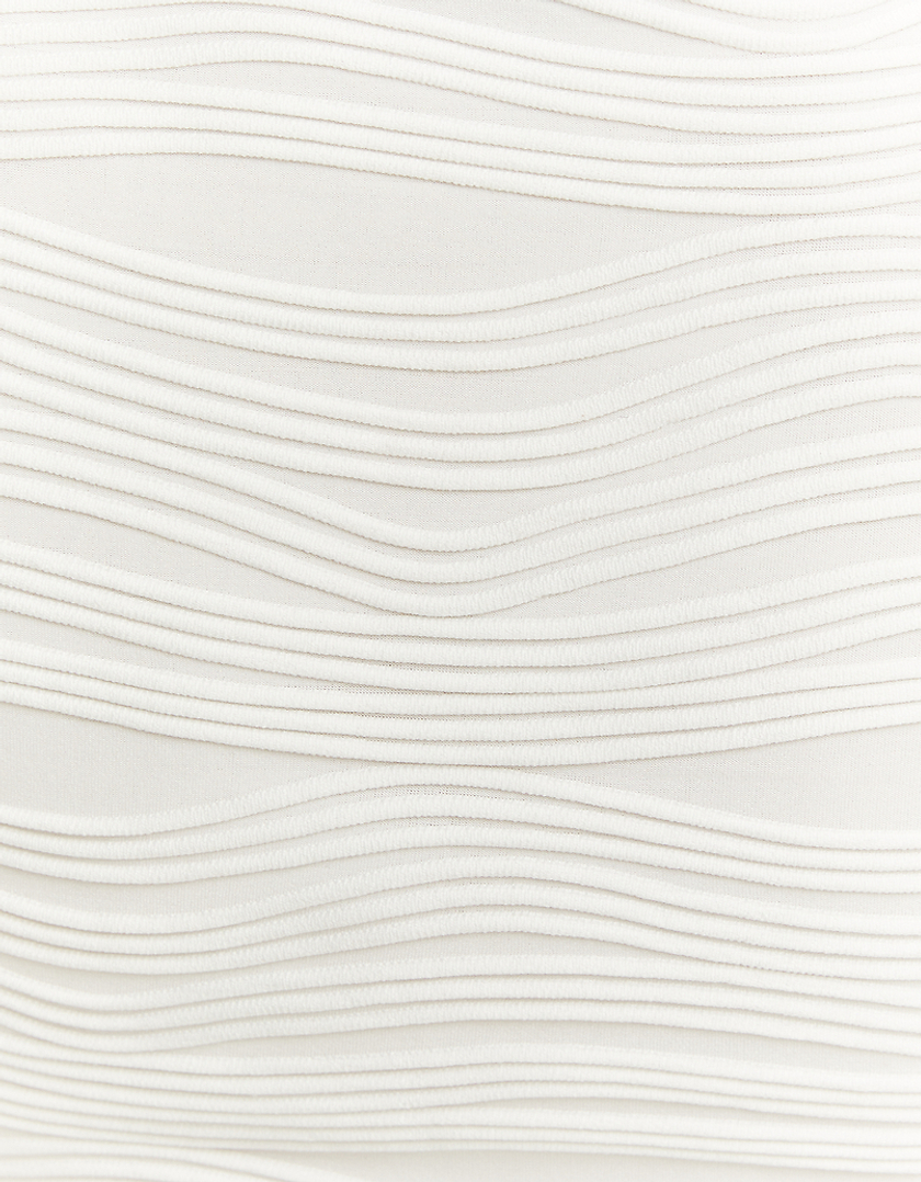 TALLY WEiJL, White Wavy Textured Crop Top for Women