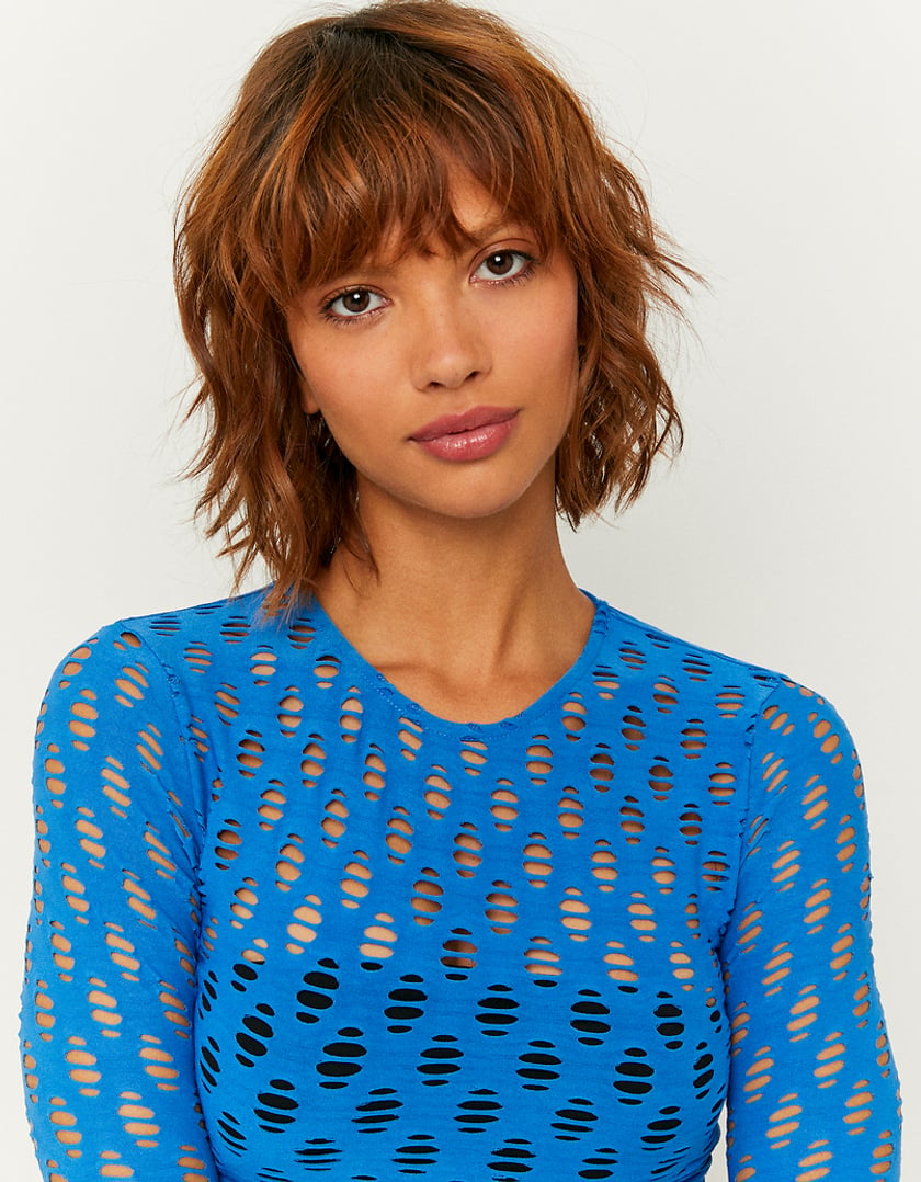 TALLY WEiJL, Blaues Langärmliges Top mit Cut out for Women