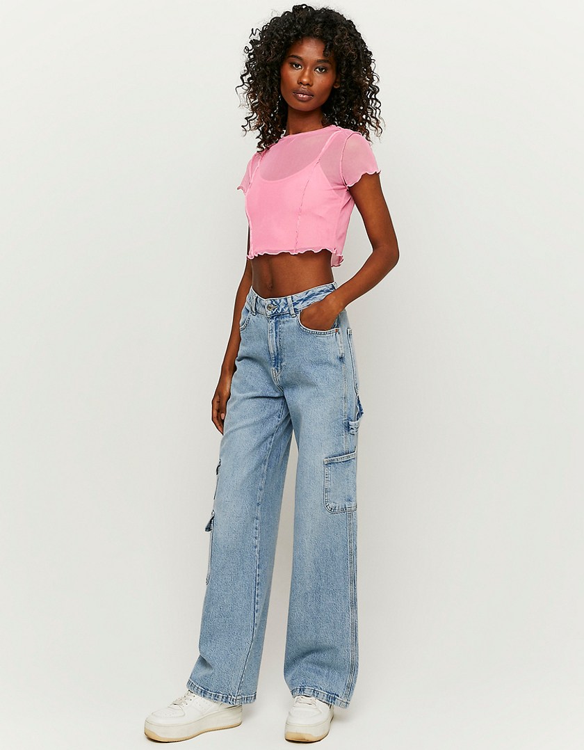 TALLY WEiJL, Pink Mesh Cropped Top for Women