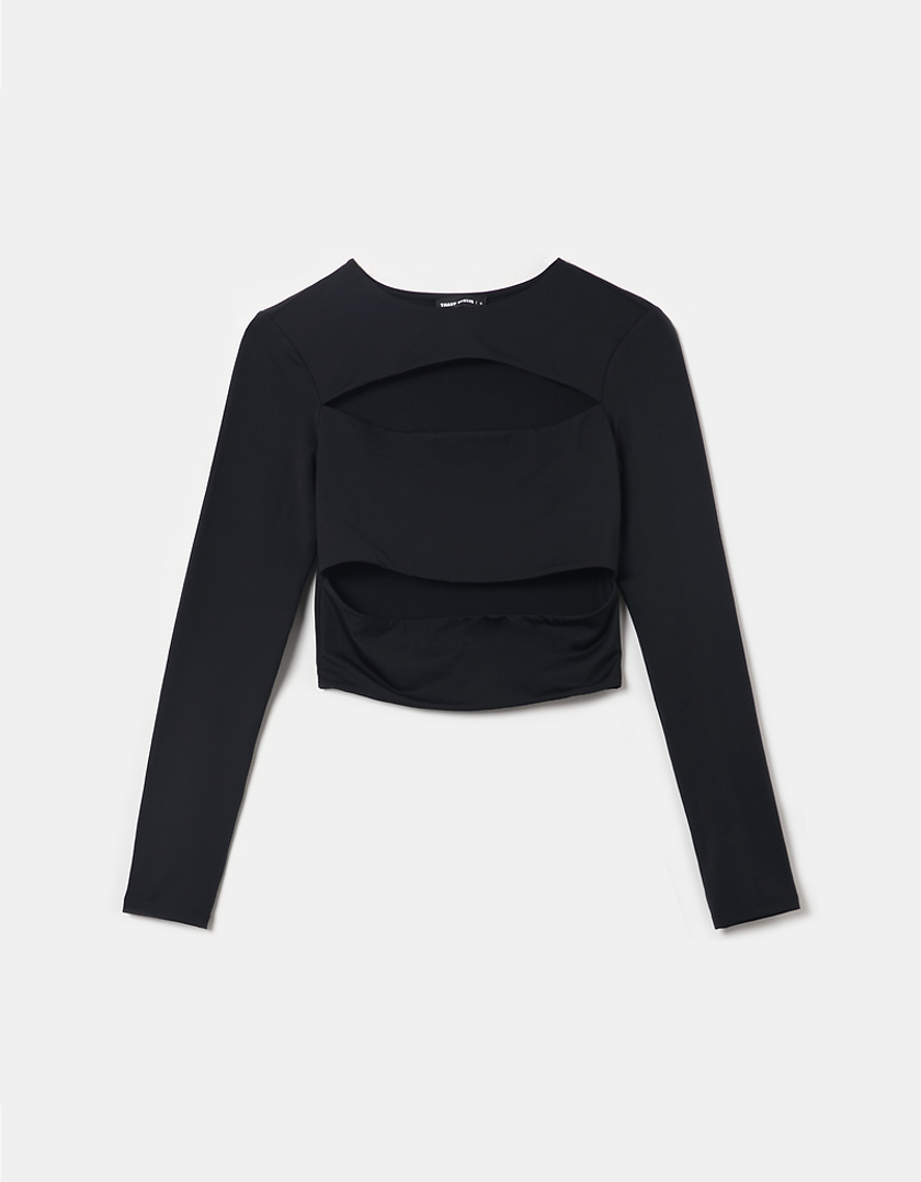 TALLY WEiJL, Black  Long Sleeves Cut out  Top for Women