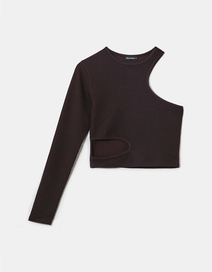 TALLY WEiJL, Brown Cropped Cut out  Top for Women