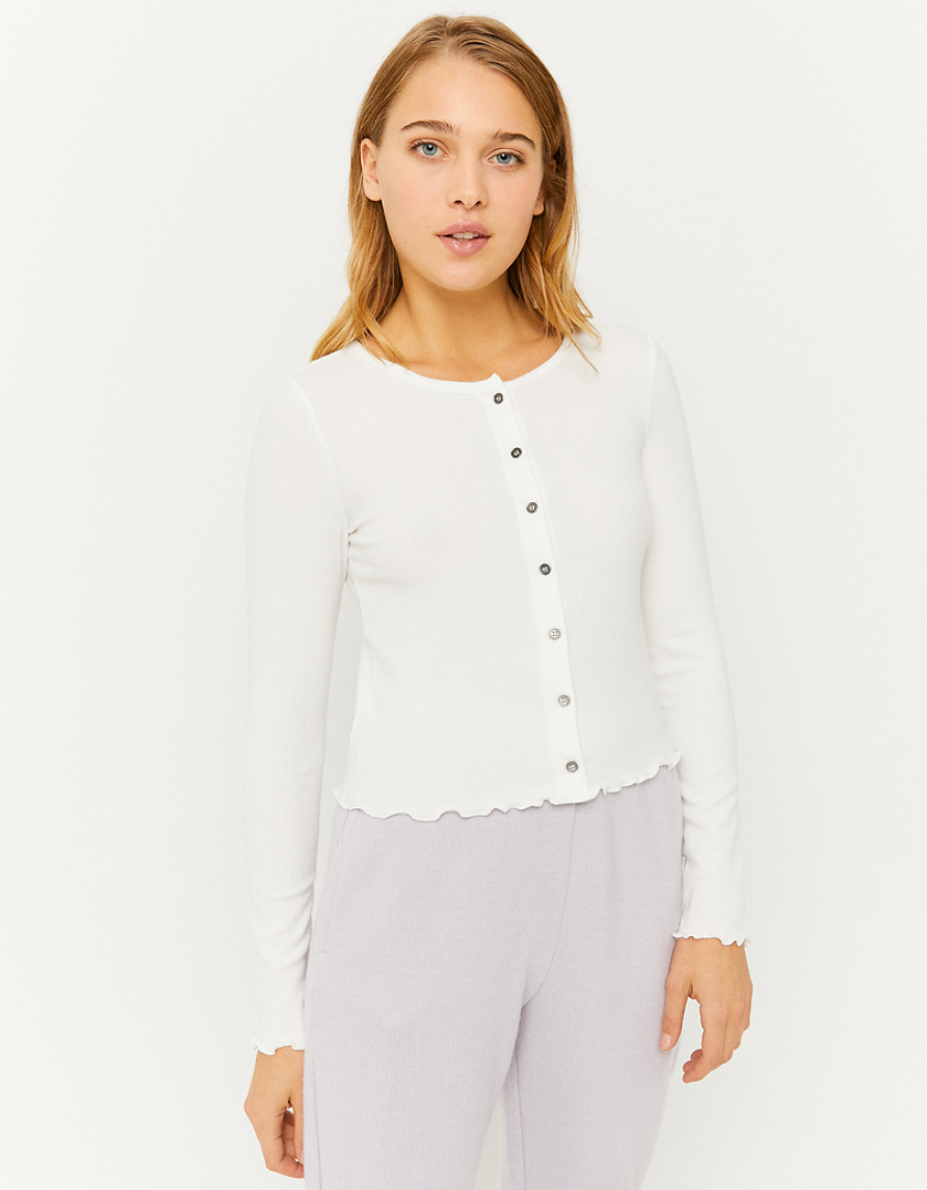 TALLY WEiJL, White Basic Buttoned Top for Women