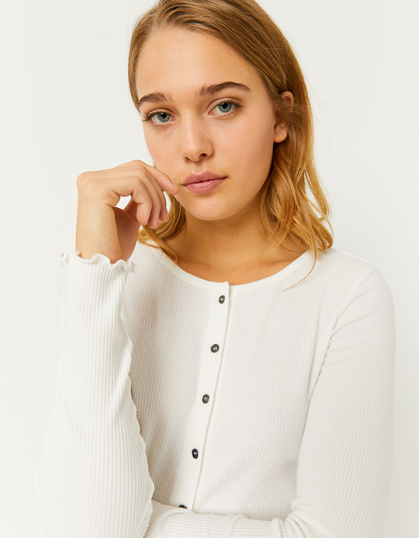 TALLY WEiJL, White Basic Buttoned Top for Women