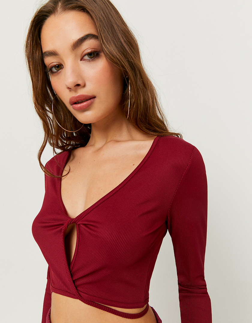 TALLY WEiJL, Rotes langärmliges Crop Top for Women