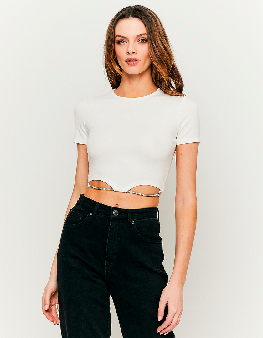 TALLY WEiJL, Λευκό Lace Up Cropped Top for Women